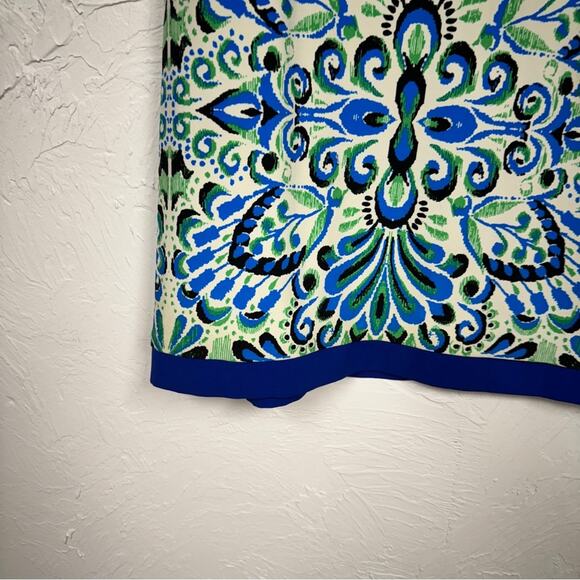 Eliza J Blue Paisley Sheath Dress Womens 4 Mini 3/4 Sleeve Preppy Office Work - Picture 3 of 9